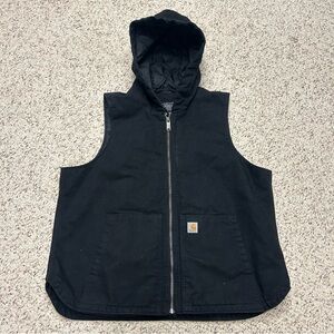 Carhartt Washed Duck Canvas Hooded Women's Vest XL (16-18) Relaxed Fit OV3837-W